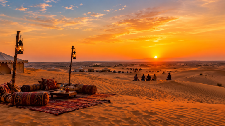 Desert Camp Sunset Panorama